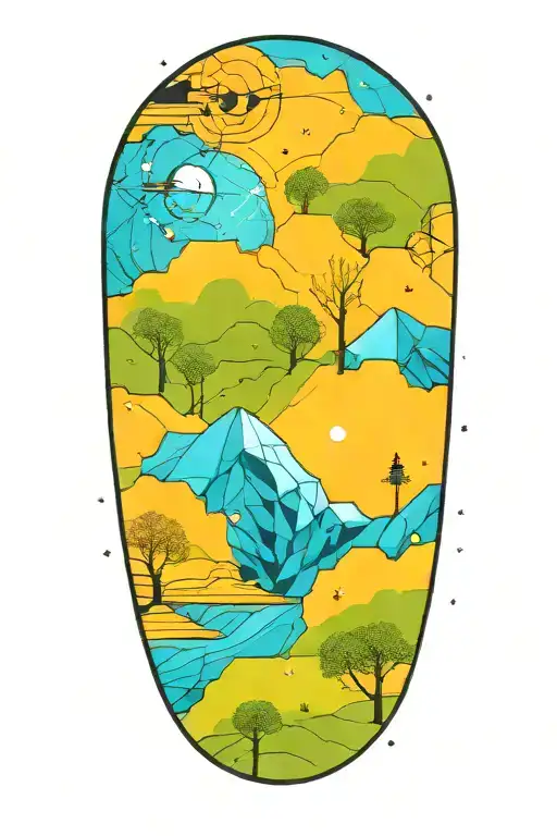 A Geometric Space Landscape Inspired By Technology Incorporating A Small Amount Of Cyan Tattoo tattoo design idea