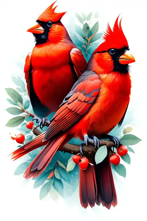text with two red cardinals sitting tattoo design idea