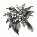 lily of the valley and sparrow  tattoo design idea