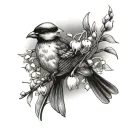 lily of the valley and sparrow  tattoo design idea