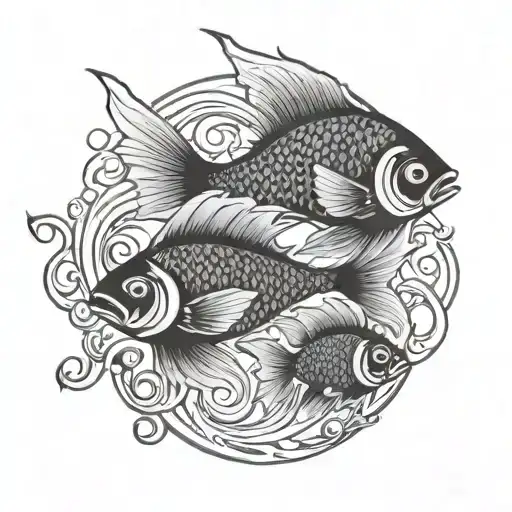 triskell and fish swimming tattoo design idea