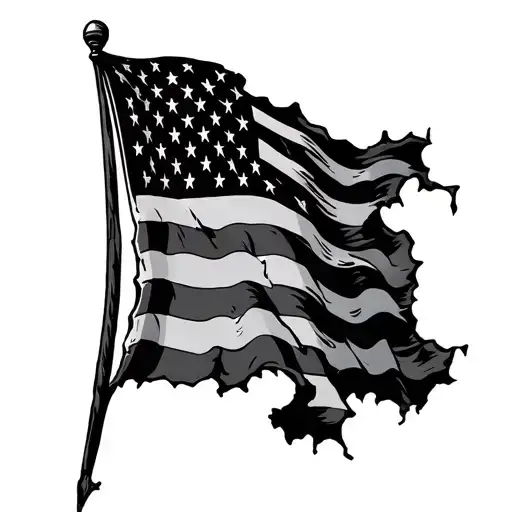 war torn American revolution flag waving tattoo design idea
