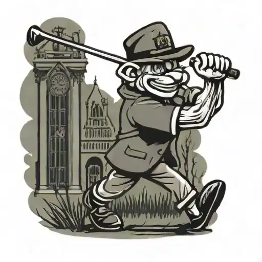 notre dame irish mascot swinging golf club tattoo design idea