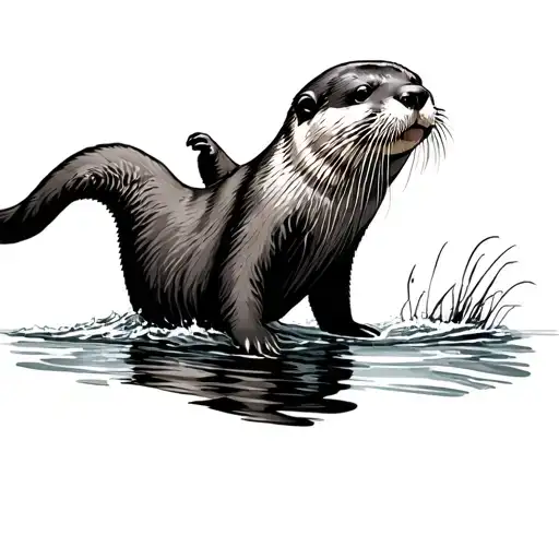 Sea otter playing tattoo design idea