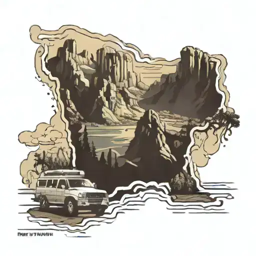 Road trip USA Westküste, San Francisco, Los Angeles, grand Canyon, Las Vegas, Yosemite tattoo design idea