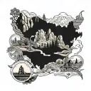 Road trip USA Westküste, San Francisco, Los Angeles, grand Canyon, Las Vegas, Yosemite tattoo design idea