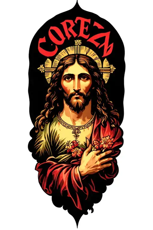 corazon de jesus christ tattoo design idea