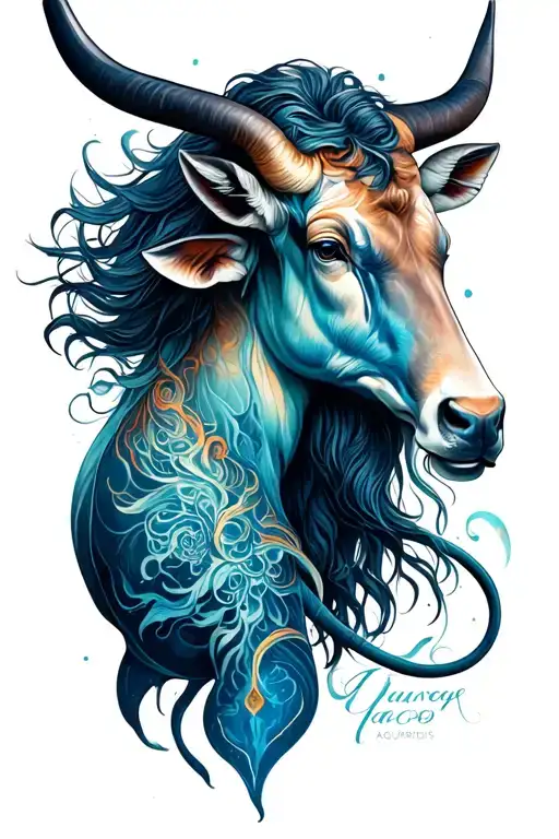 Aquarius and Taurus combined  tattoo design idea