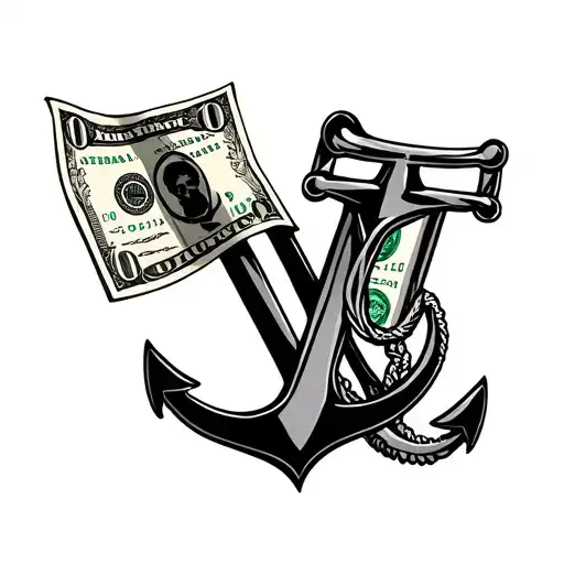 2 anchors with the bus bills of V and U tattoo design idea