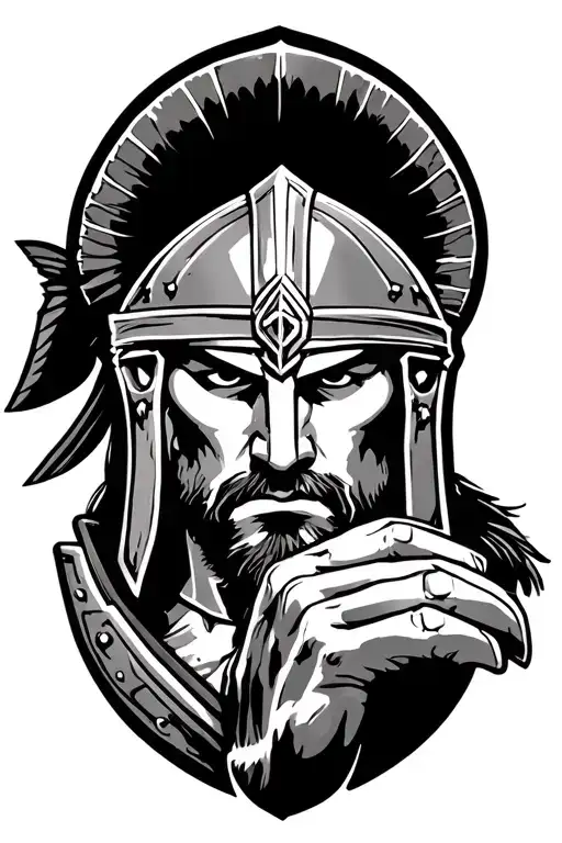 Spartan warrior holding tattoo design idea