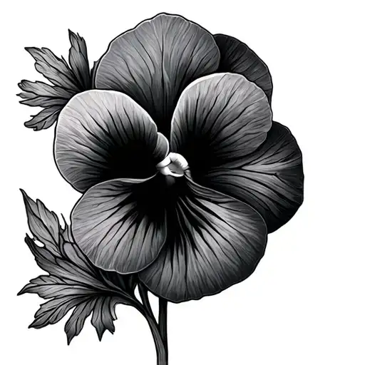 Single Pansy flower Minimalist designVertical for a man's bicep tattoo design idea