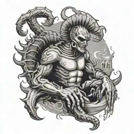 scorpio zodiac sign , gambler king , fearless man was once scared ,  tattoo design idea