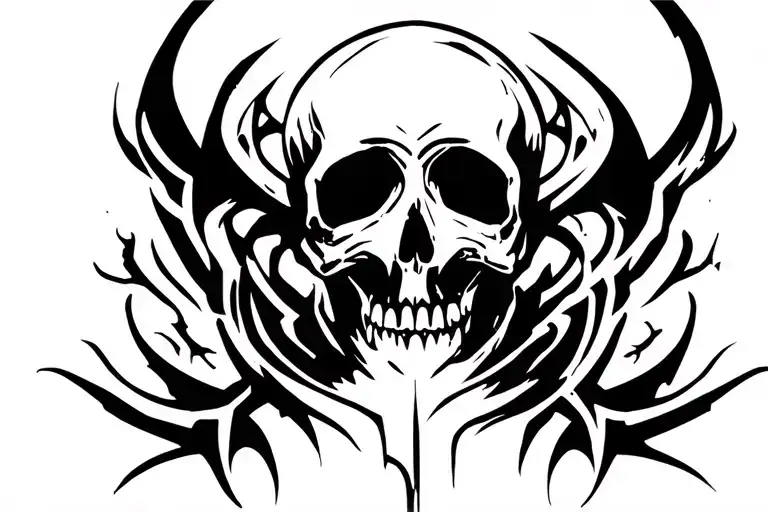 radiohazard symbols and skulls tattoo design idea