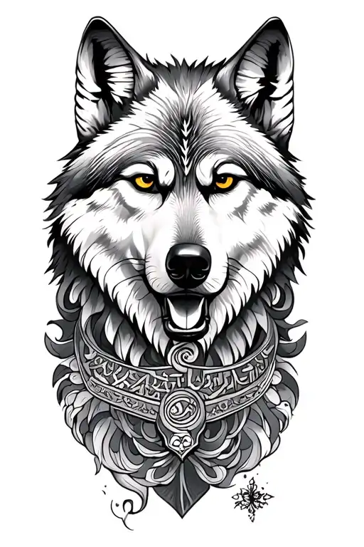 Back Sleeve Wolf and Turkish Figures tattoo design idea