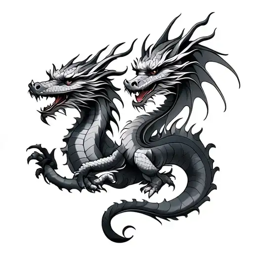 Twin Dragon tattoo design idea