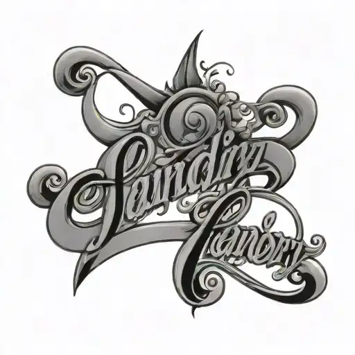 Landry wrote in cursive and bubble letters tattoo design idea