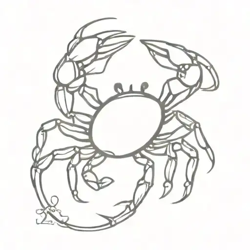 Cancer crab and symbol intertwined tattoo design idea