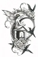 portals fairies and birds  tattoo design idea