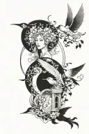 portals fairies and birds  tattoo design idea
