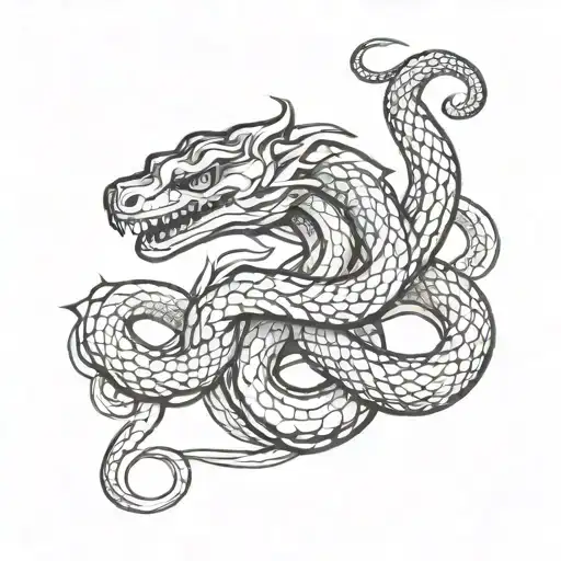 snake with dragon tattoo design idea
