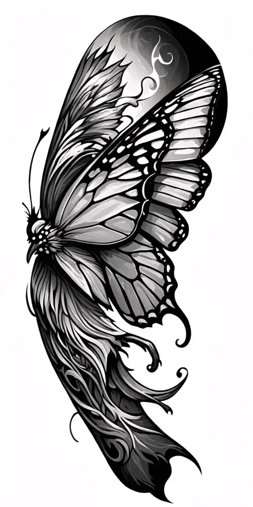 Viking theme arm sleeve tattoo featuring butterfly effect  tattoo design idea