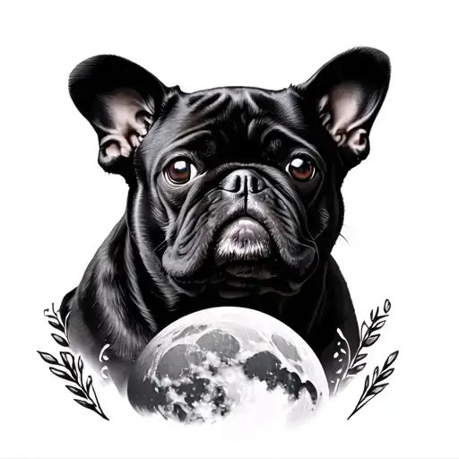 black pug moon outdoors arm sleeve tattoo design idea