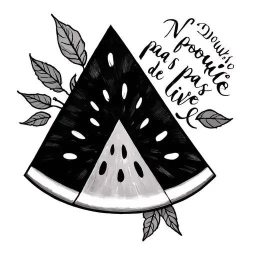  fine line/realism patchwork sleeve with: watermelon slice, 13, camper, “n’oublie pas de vivre” in cursive on outside of tattoo design idea