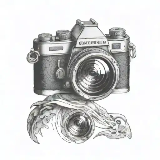 Photography model shadow camera lens surrounded tattoo design idea