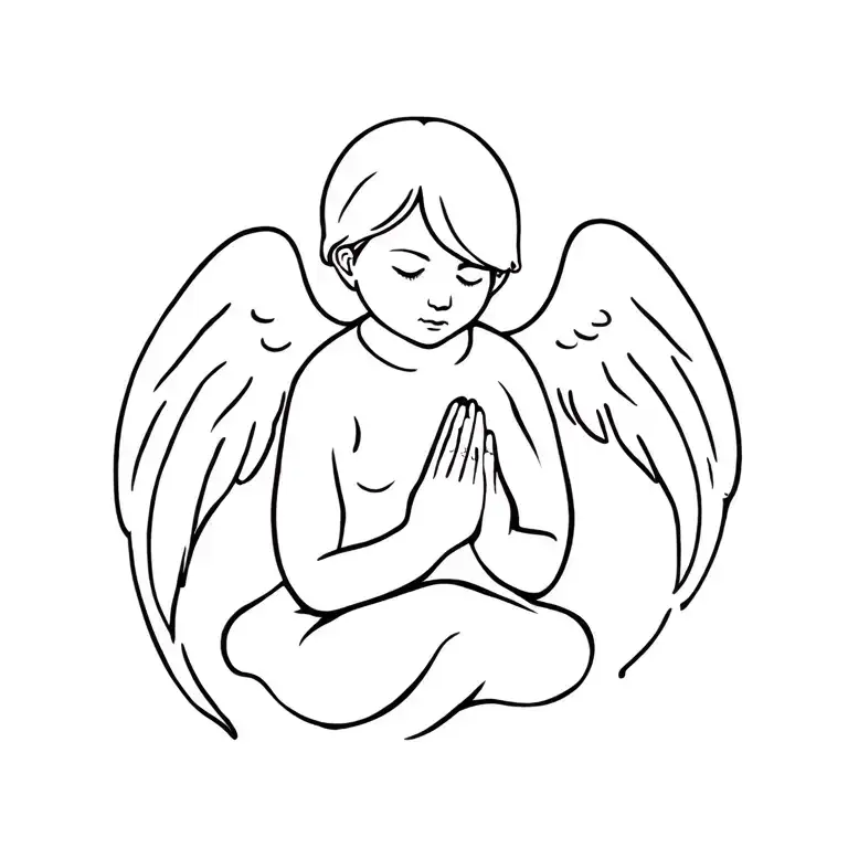 baby angel praying tattoo design idea