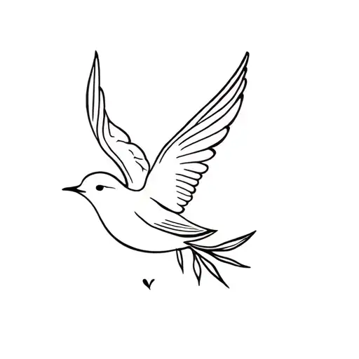 bird in flight, and a subtle heart or olive branch. Light, airy, and elegant tattoo design idea