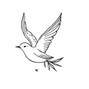 bird in flight, and a subtle heart or olive branch. Light, airy, and elegant tattoo design idea