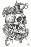 skull and monkey tattoo design idea