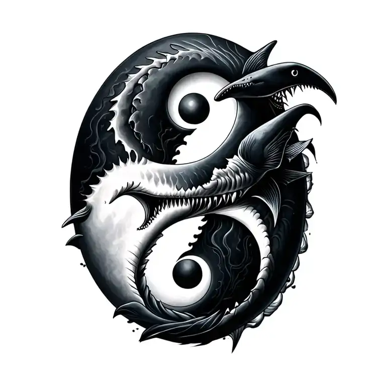 Shark Yin and Yang tattoo design idea