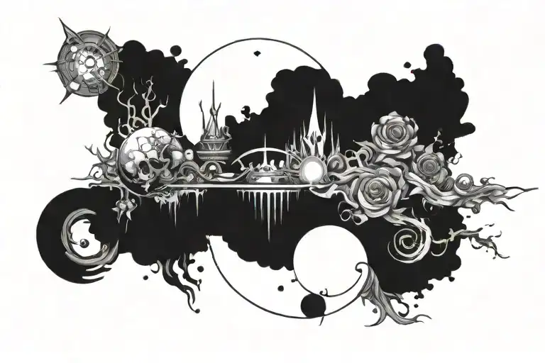Creation,Balance &Destruction coexisting peacefully representing tattoo design idea