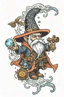 necromancer space wizard gnome tattoo design idea