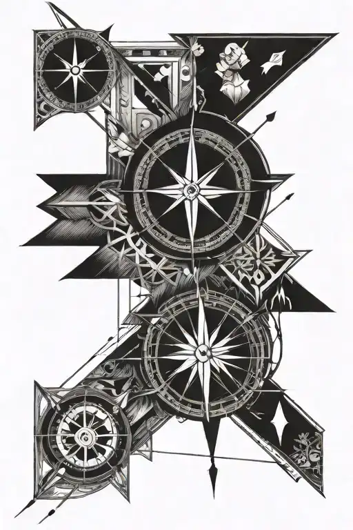 arrow and compass line art tattoo tattoo design idea