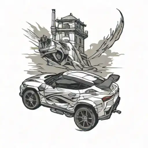 Toyota supra car land rover tattoo design idea