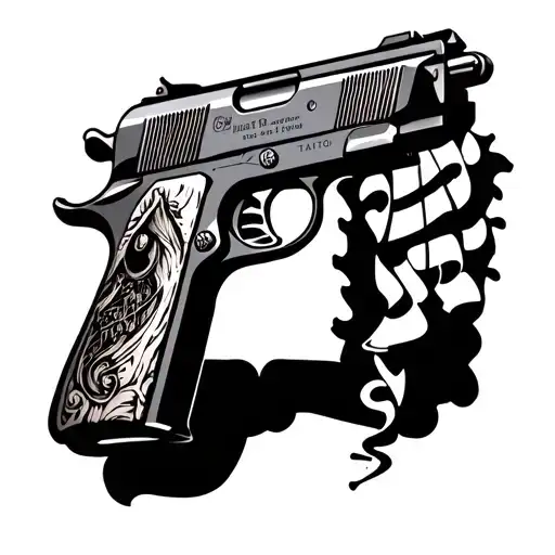 American classic tattoo style drawing of a m2010 gun tattoo design idea