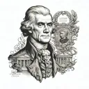 thomas Jefferson with slaves  declaration of independence tattoo design idea