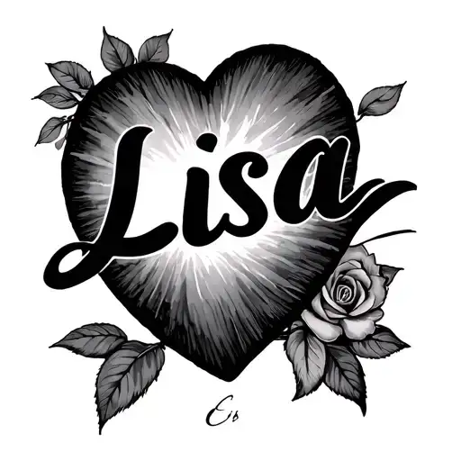 "Lisa" heart shape tattoo design idea