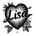 "Lisa" heart shape tattoo design idea