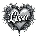 "Lisa" heart shape tattoo design idea