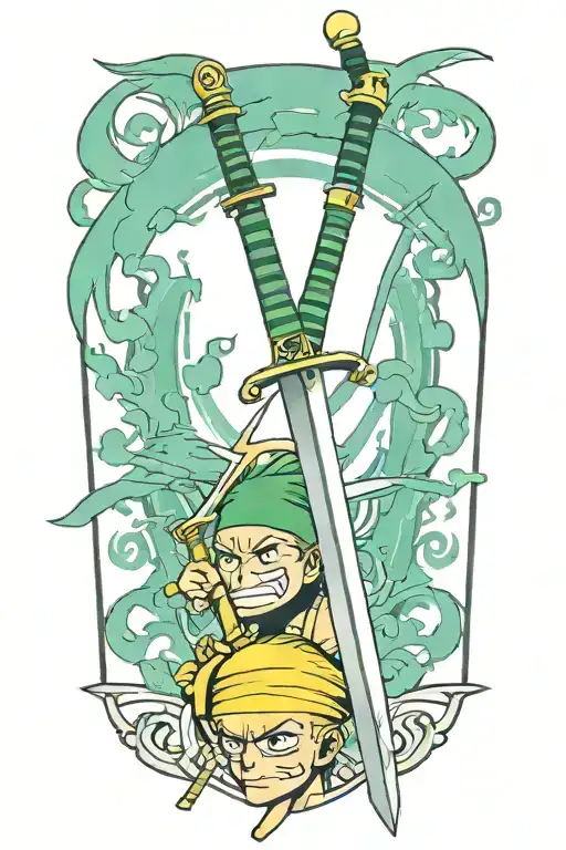 Zoro's swords from One Piece anime tattoo design idea