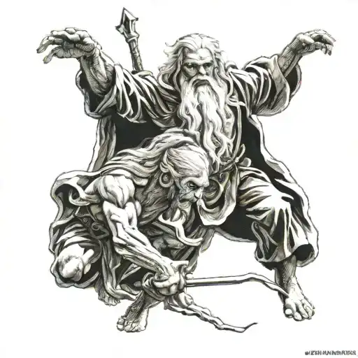 balrog fight gandalf  tattoo design idea