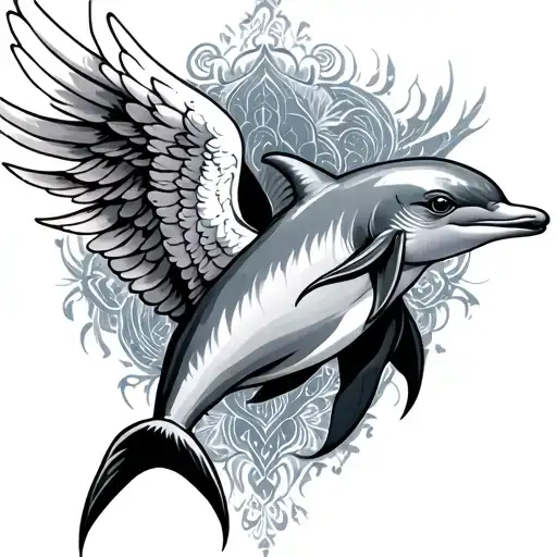 unique, angel wings, , dolphin tattoo tattoo design idea