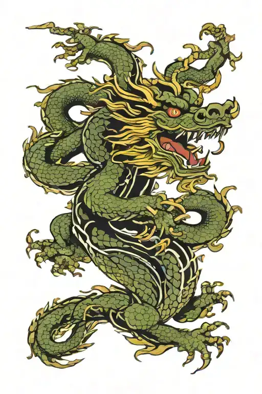 Chinese wood dragon zodiac symbols tattoo design idea