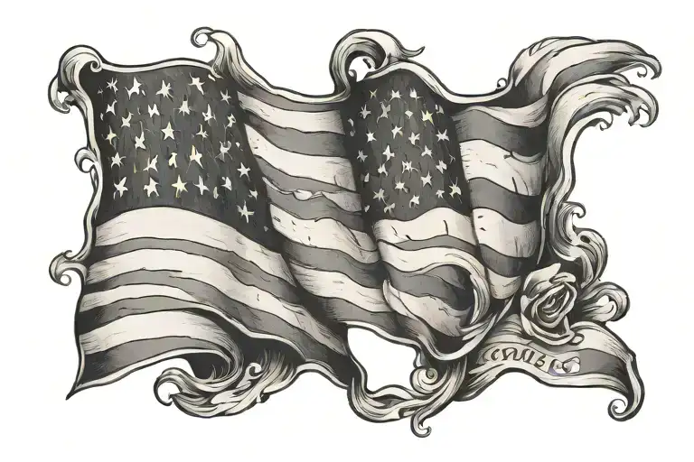 American flag with "jones" in the middle of the flag tattoo design idea