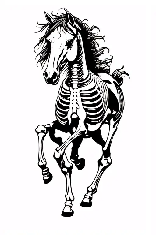 horse skeleton running alongside tattoo design idea