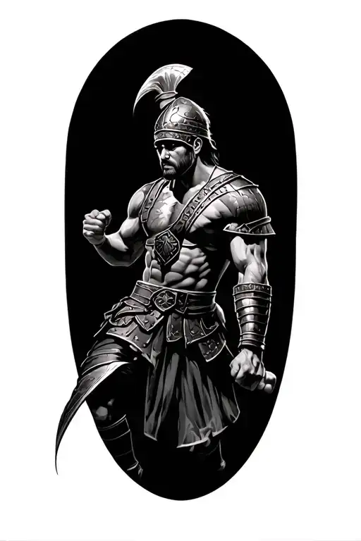 Gladiator fighting tattoo design idea