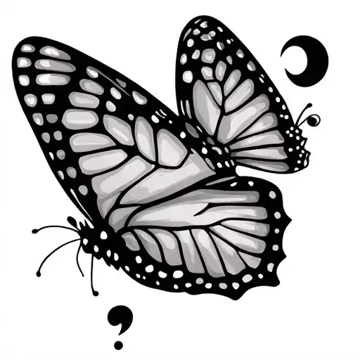 butterfly and semicolon tattoo tattoo design idea
